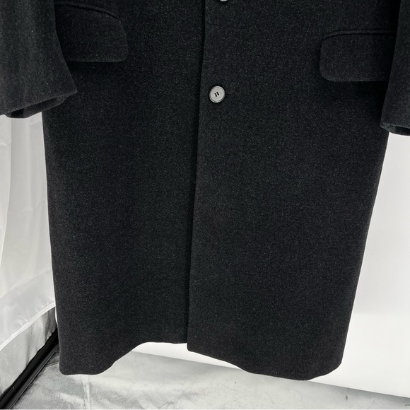 Italian Men’s Wool And Cashmere Overcoat Size 44L Black Dress Pea Coat - Picture 5 of 16